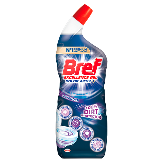 Bref Excellence Gel Color Aktiv+ Lavender 100% Dirt Protector Wc Tisztító Gél 700 ml