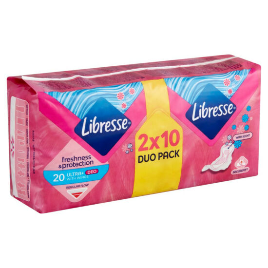 Libresse Ultra+ Deo Freshness & Protection Enyhén Illatosított Szárnyas Egészségügyi Betét 2x10 db